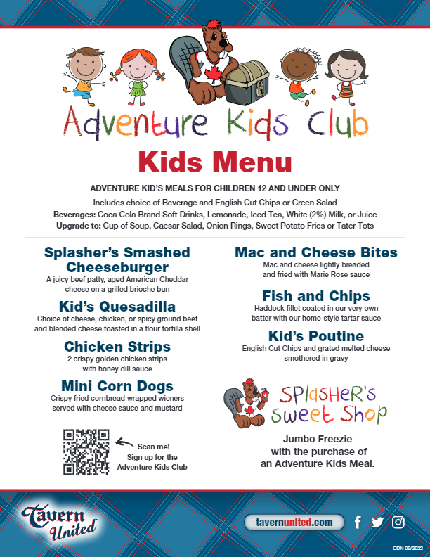 Tavern United Kids Menu