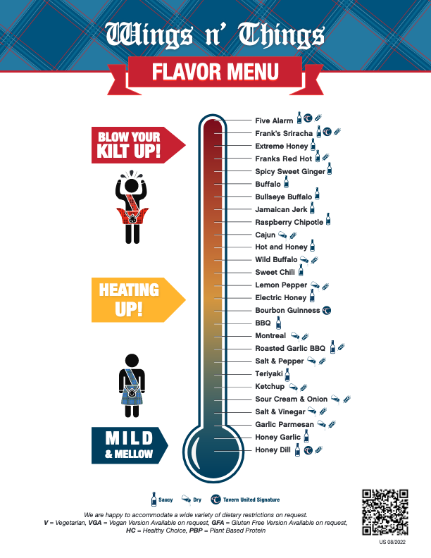 Tavern United Wing Flavors – US